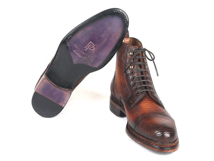 Paul Parkman Antique Burnished Leather Boots Brown (ID#5075-BRW) Phreshmen