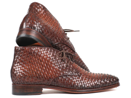 Paul Parkman Men's Brown Woven Leather Chukka Boots (ID#CK82WVN) Phreshmen