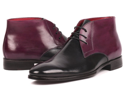 Paul Parkman Men's Chukka Boots Black & Purple (ID#CK68H1) Phreshmen