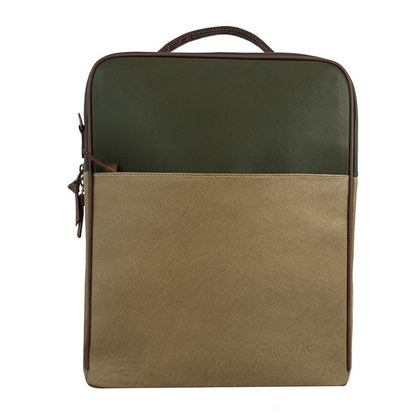 Augusta Leather Backpack-Tan/Olive Green Phreshmen