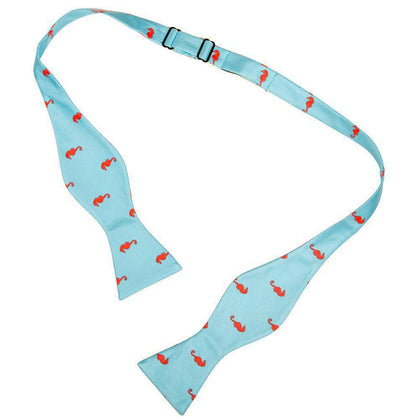 Seahorse Bow Tie - Blue, Printed Silk Phreshmen