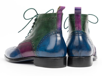 Paul Parkman Wingtip Ankle Boots Three Tone Blue Purple Green (ID#777-BLU-PRP) Phreshmen