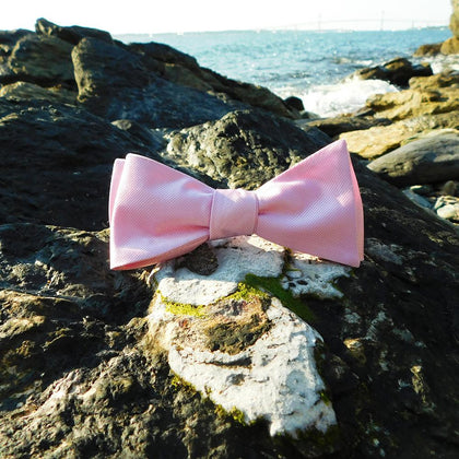 Solid Color Bow Tie - Pink, Woven Silk, Adult Phreshmen