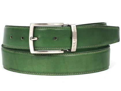 PAUL PARKMAN Men's Leather Belt Hand-Painted Green (ID#B01-LGRN) Phreshmen
