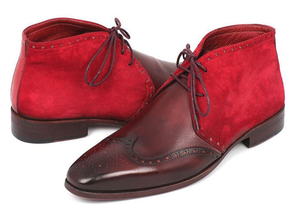 Paul Parkman Men's Chukka Boots Bordeaux Suede & Leather (ID#CK51-BRD) Phreshmen