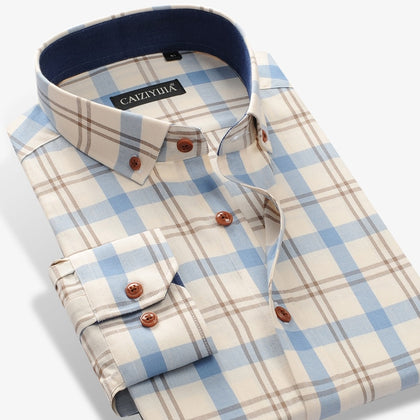 Men's Plaid Checkered Long Sleeve Shirt Phreshmen