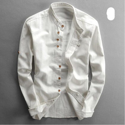 Men's Cotton/Linen Long Sleeve Shirt Phreshmen