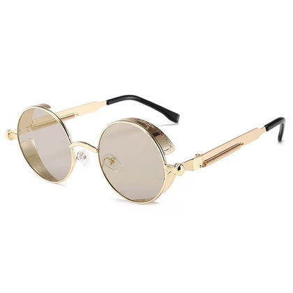 Classic Gothic Steampunk Sunglasses Luxury Brand Designer High Quality Men and Women Retro Round Metal Frame Sunglasses UV400 Phreshmen