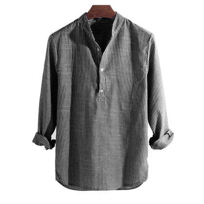 Men's Cotton Striped Slim Fit Long Sleeve Shirt Phreshmen